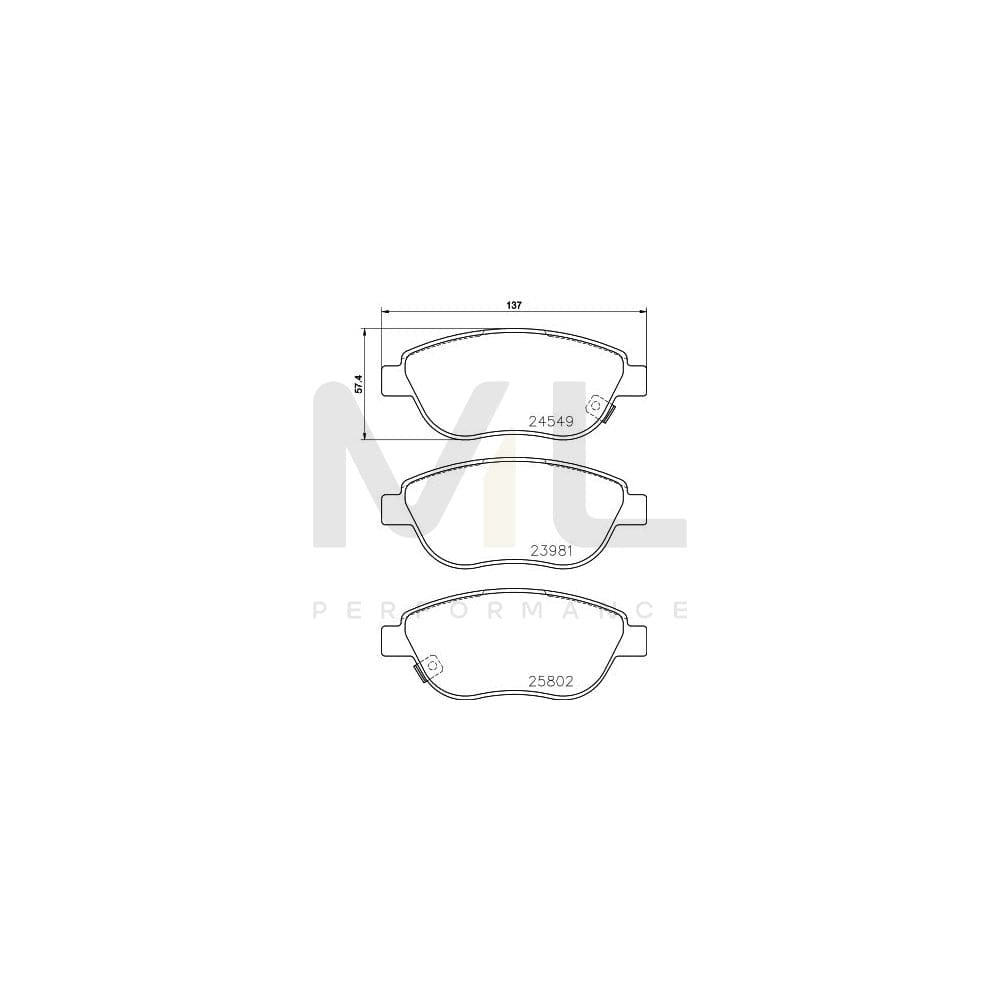 Hella 8DB 355 020-881 Brake Pad Set For Fiat 500L (351, 352) With Acoustic Wear Warning