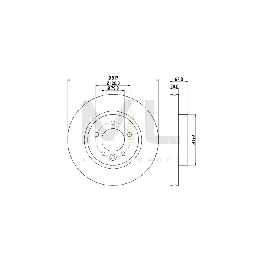 HELLA PRO 8DD 355 118-641 Brake Disc Internally Vented, Coated, without wheel hub, without wheel studs