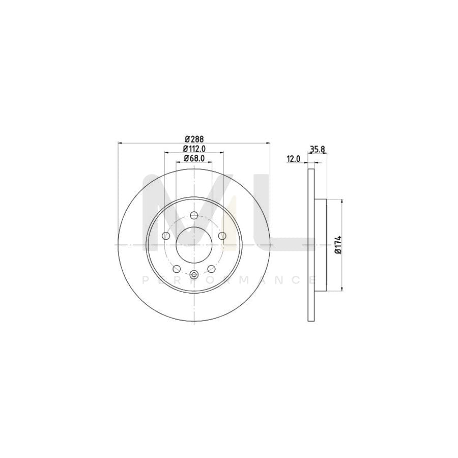 HELLA PRO 8DD 355 111-811 Brake Disc Solid, Coated, without wheel hub, without wheel studs
