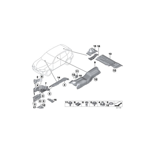 Genuine BMW 51487213685 F25 F26 Tunnel Heat Insulator (Inc. X4) | ML Performance US Car Parts