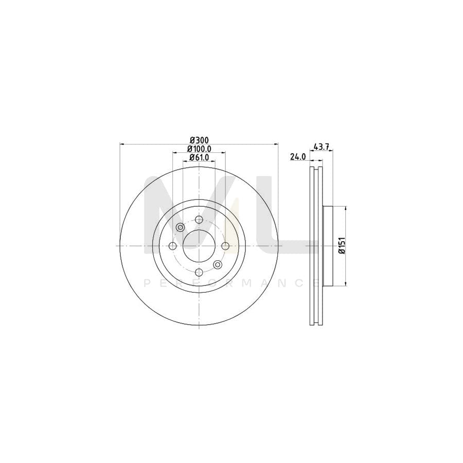 HELLA PRO 8DD 355 113-061 Brake Disc Externally Vented, Coated, without wheel hub, without wheel studs