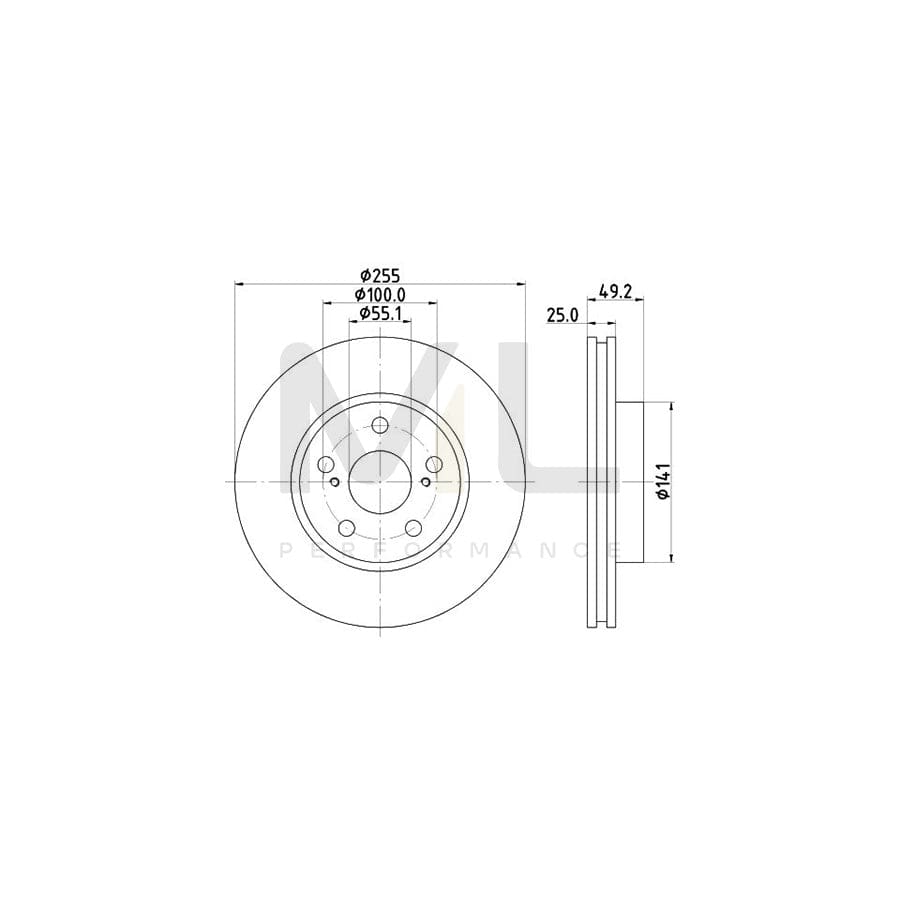 HELLA 8DD 355 112-031 Brake Disc Internally Vented, without wheel hub, without wheel studs