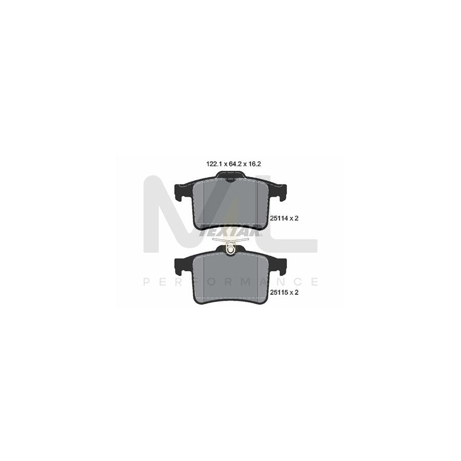 TEXTAR 2511401 Brake pad set not prepared for wear indicator | ML Performance Car Parts