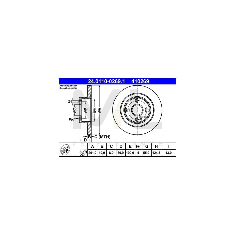 ATE 24.0110-0269.1 Brake Disc for MAZDA 323 Solid, Coated  - 1 piece