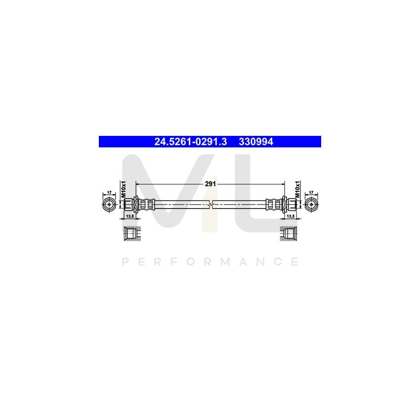 ATE 24.5261-0291.3 Brake Hose 291mm, M10x1