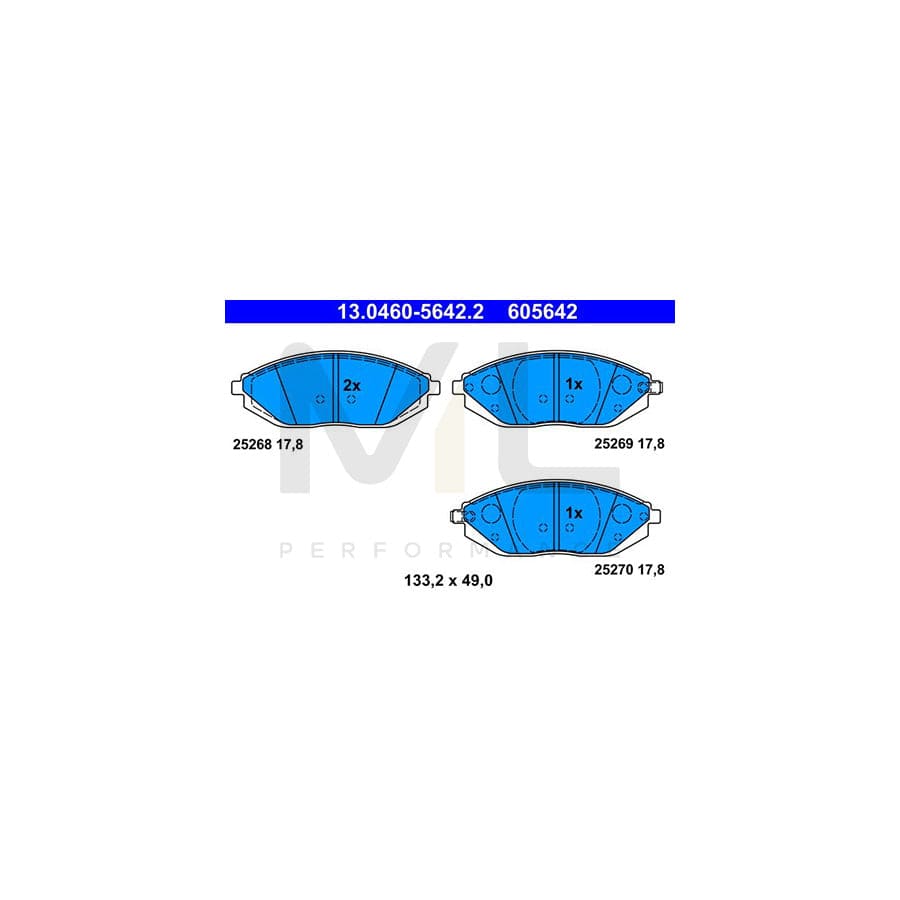 ATE 13.0460-5642.2 Brake pad set for CHEVROLET SPARK with acoustic wear warning