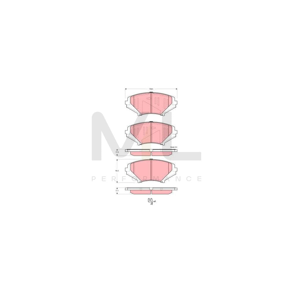 TRW Gdb3356 Brake Pad Set For Mazda Rx-8 (Se, Fe) With Acoustic Wear Warning, With Accessories | ML Performance Car Parts