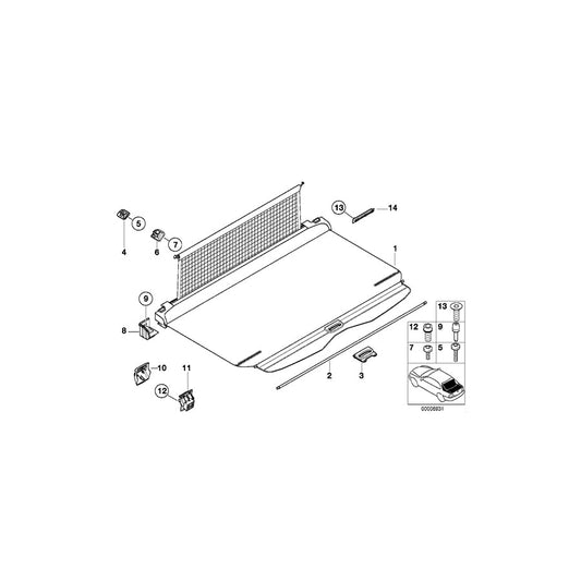 Genuine BMW 51478236358 E39 Combination Roller Blind Its GRAU (Inc. 530i, 528i & 540i) | ML Performance US Car Parts