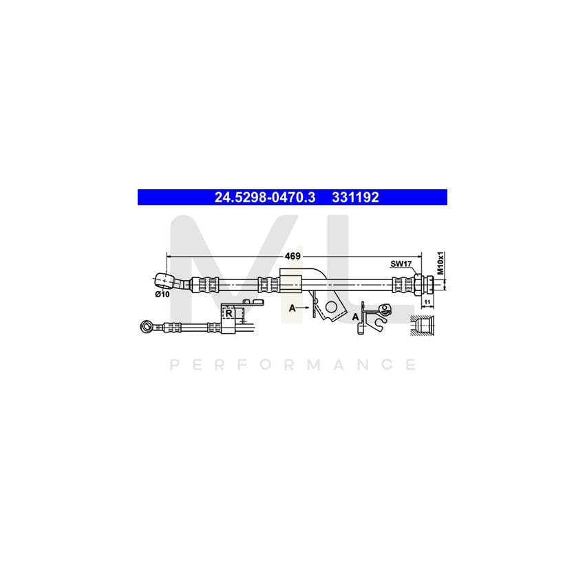 ATE 24.5298-0470.3 Brake Hose for HYUNDAI Getz (TB) 469mm, M10x1