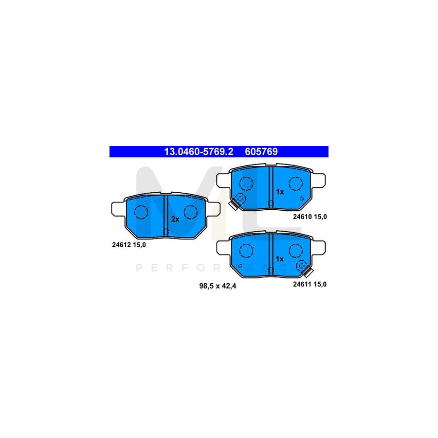 ATE 13.0460-5769.2 Brake pad set with acoustic wear warning