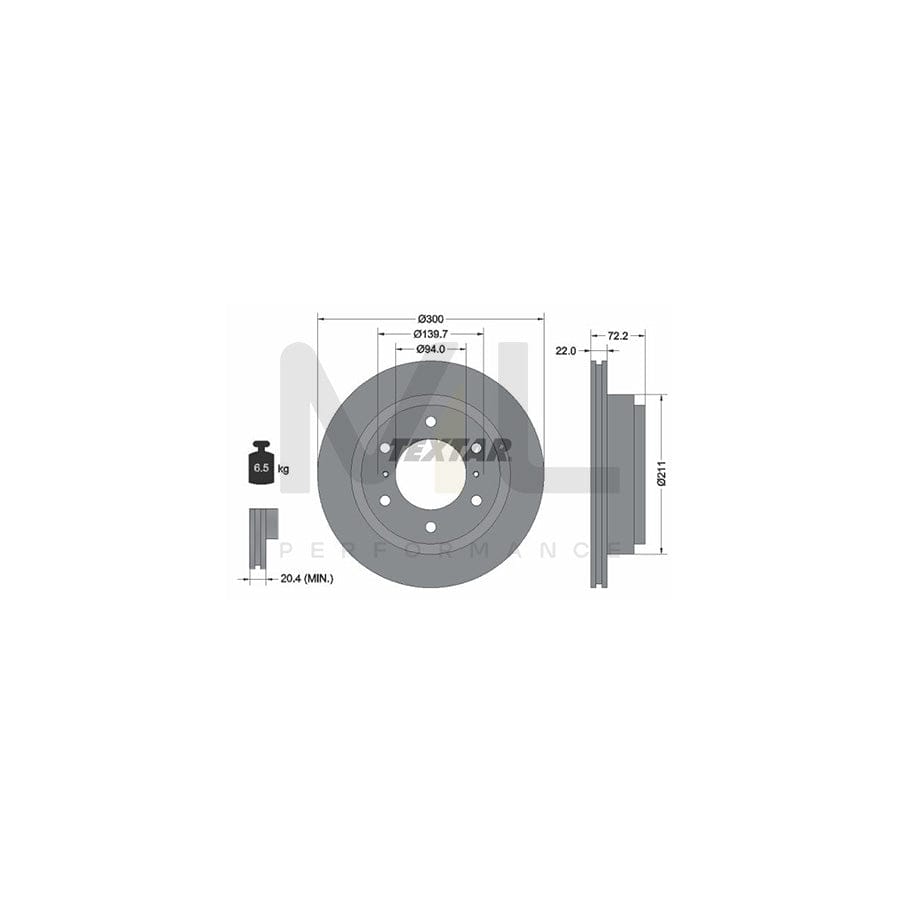 TEXTAR PRO 92135103 Brake Disc Internally Vented, Coated, without wheel hub, without wheel studs | ML Performance Car Parts