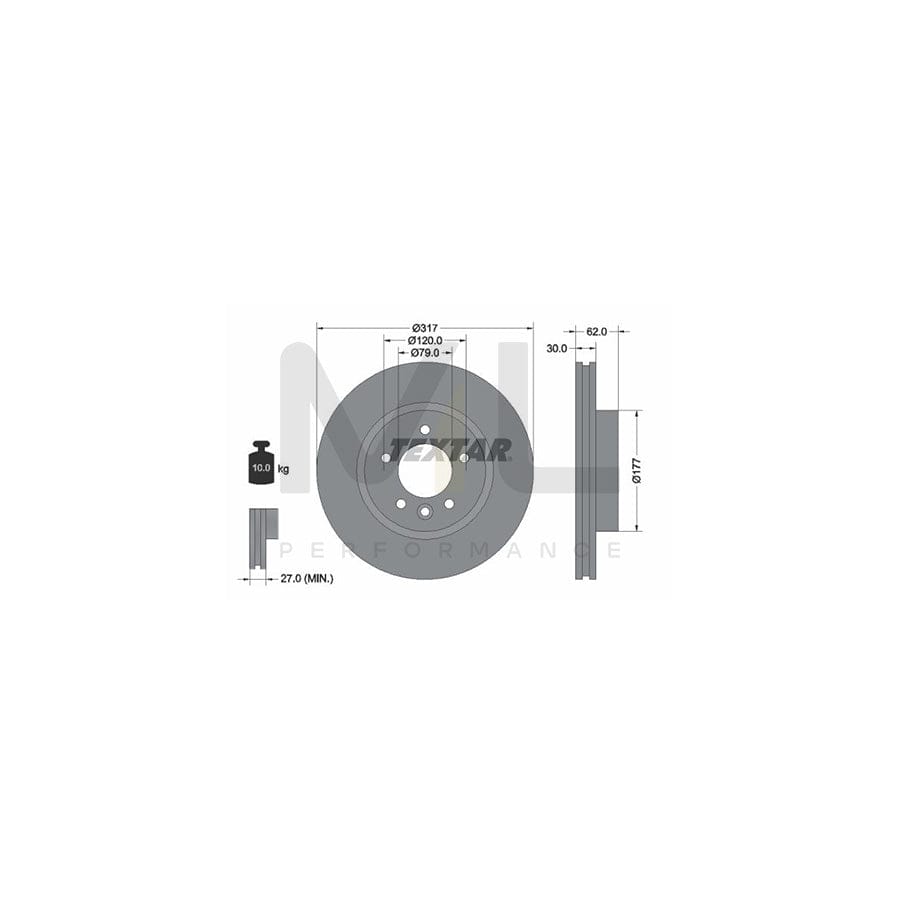 TEXTAR PRO 92134503 Brake Disc Internally Vented, Coated, without wheel hub, without wheel studs | ML Performance Car Parts