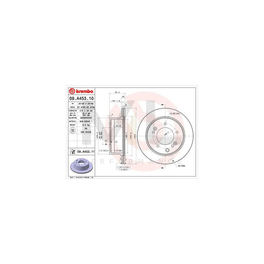 BREMBO COATED DISC LINE 09.A453.11 Brake Disc for KIA Sorento I (JC) Internally Vented, Coated | ML Performance Car Parts