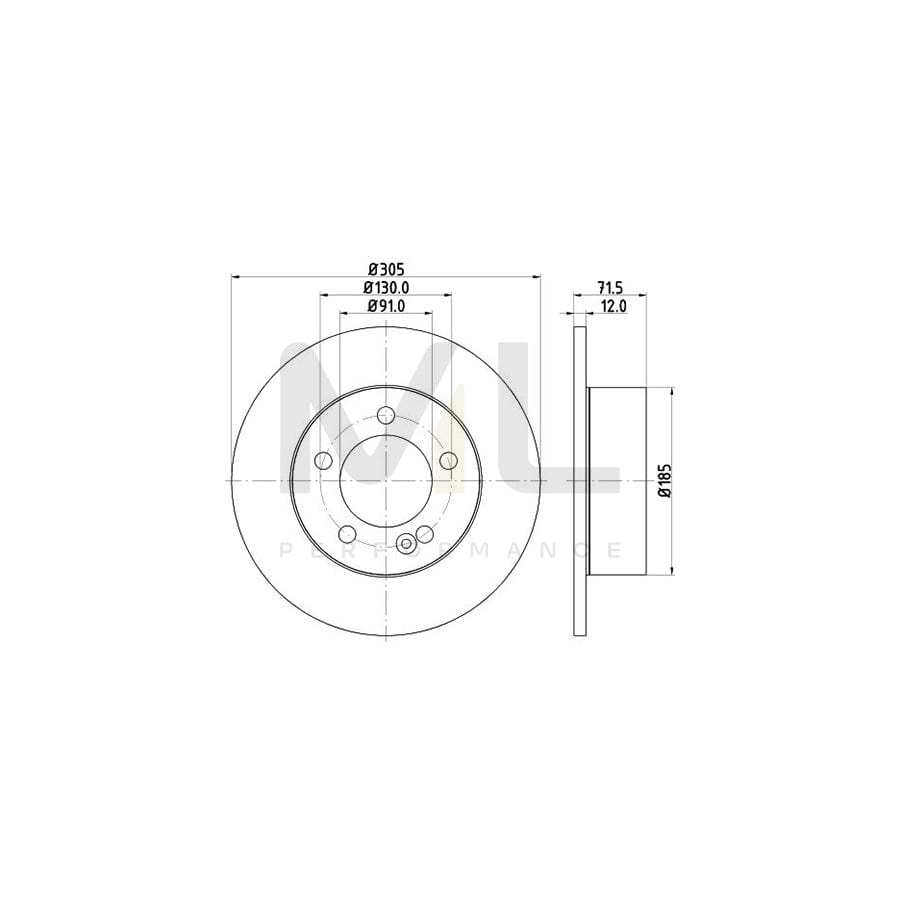 HELLA 8DD 355 117-141 Brake Disc Solid, without wheel hub, without wheel studs