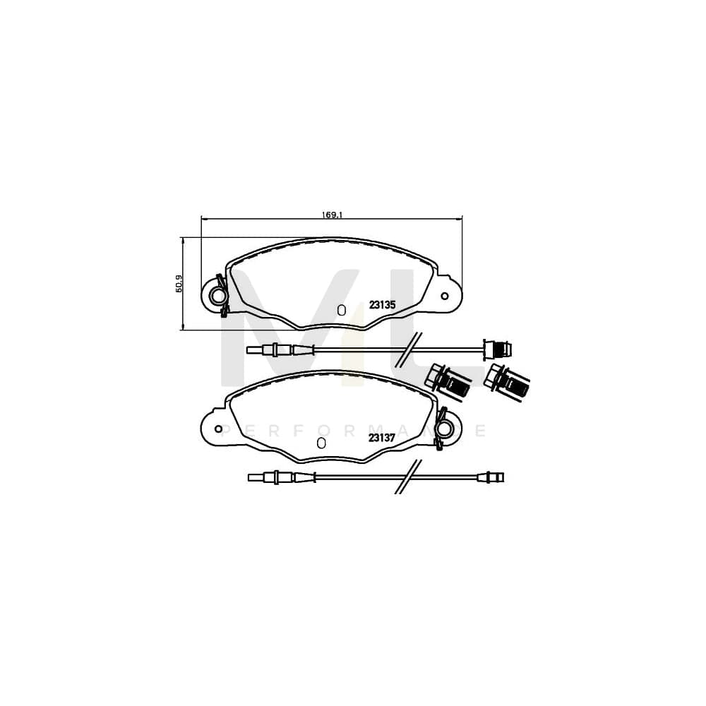 Hella 8DB 355 019-331 Brake Pad Set Incl. Wear Warning Contact, With Brake Caliper Screws
