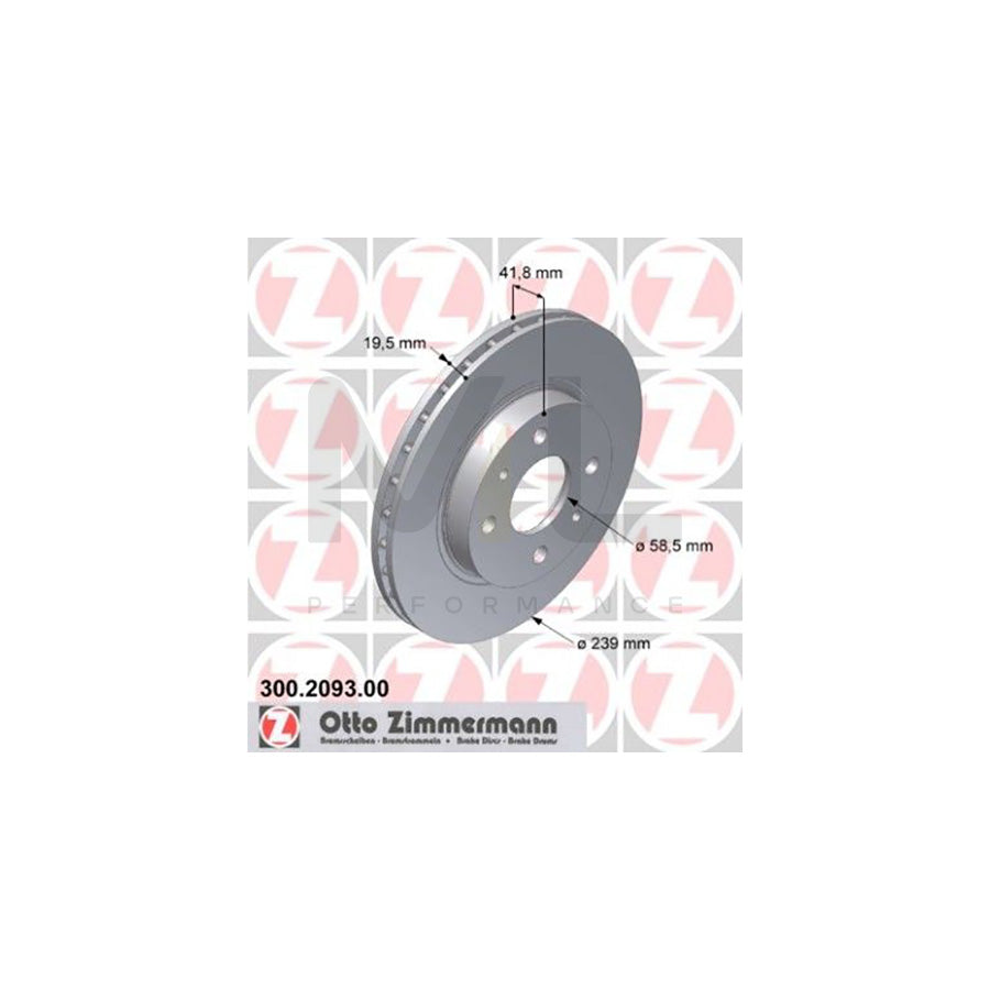 ZIMMERMANN 300.2093.00 Brake Disc Internally Vented  - 1 piece
