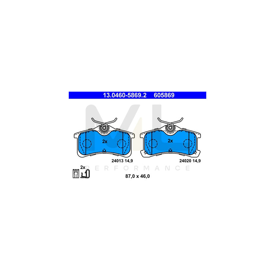 ATE 13.0460-5869.2 Brake pad set with acoustic wear warning