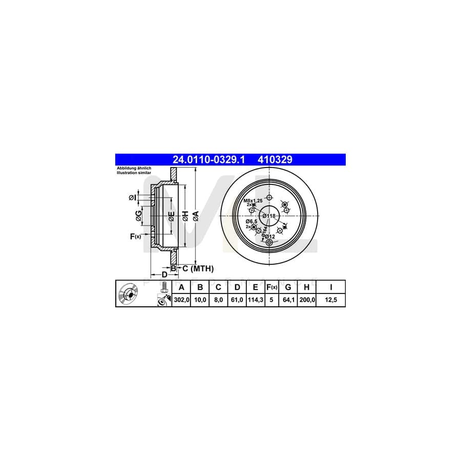 ATE 24.0110-0329.1 Brake Disc for HONDA CR-V Solid, Coated, with bolts/screws  - 1 piece