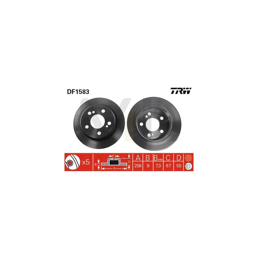 TRW DF1583 Brake Disc Solid, Painted, High-carbon | ML Performance Car Parts