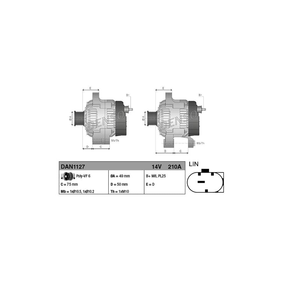 DENSO DAN1127 Alternator