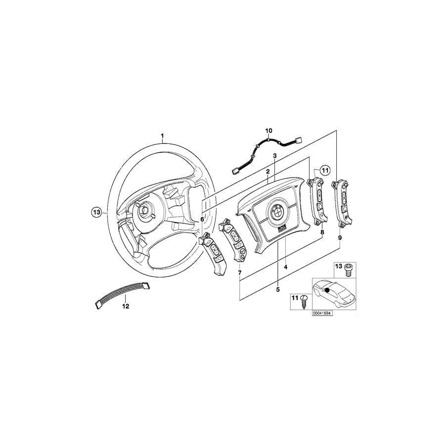Genuine BMW 61318380478 E39 E38 Adapter Wire F Steering Wheel Switch (Inc. 735i, 520d & L7) | ML Performance US Car Parts