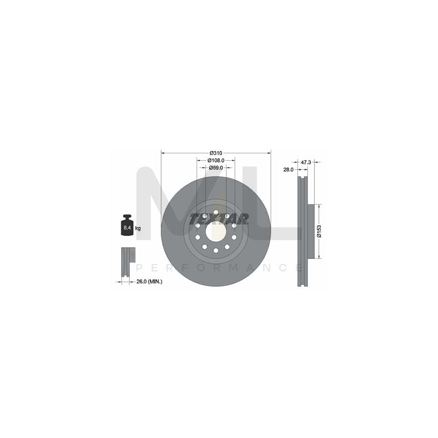 TEXTAR 92097500 Brake Disc Internally Vented, without wheel hub, without wheel studs | ML Performance Car Parts