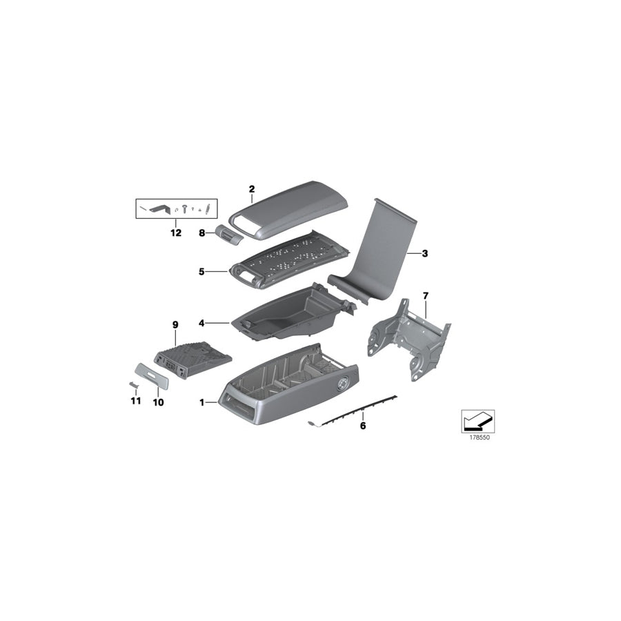 Genuine BMW 52207241925 F02 F01 F03 Repair Kit For Armrest (Inc. 730dX, Hybrid 7 & 740i) | ML Performance US Car Parts