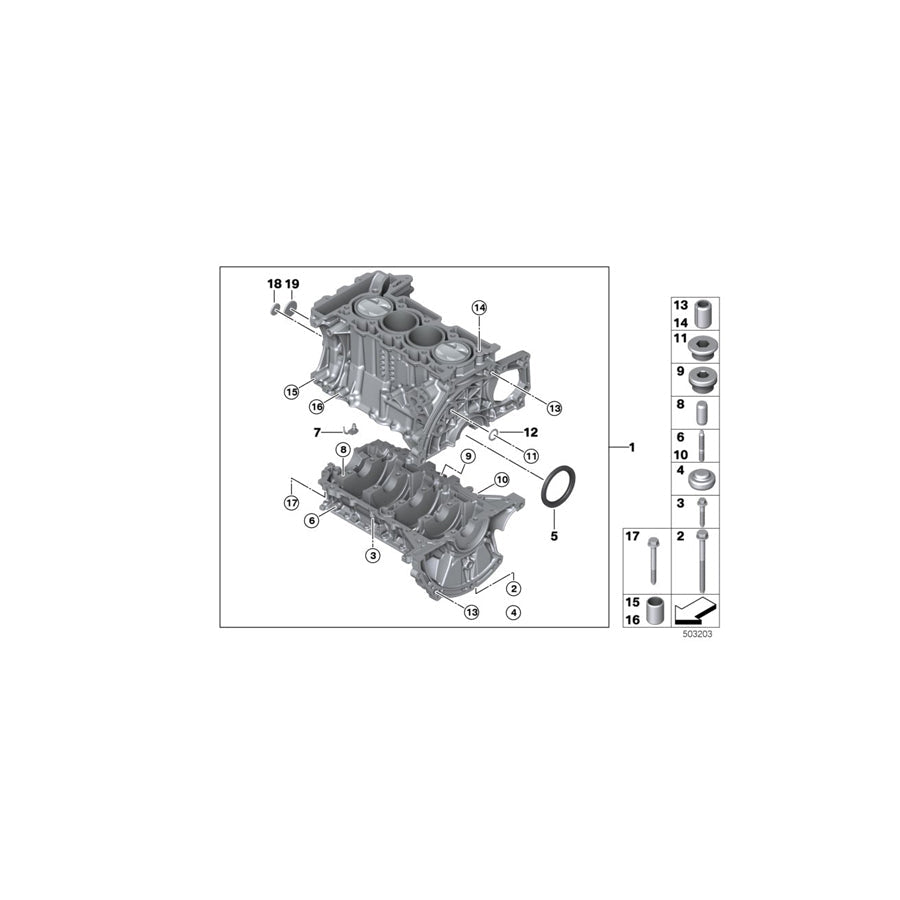 Genuine BMW 11110413245 R56 Engine Block With Crankgear (Inc. Cooper S) | ML Performance US Car Parts