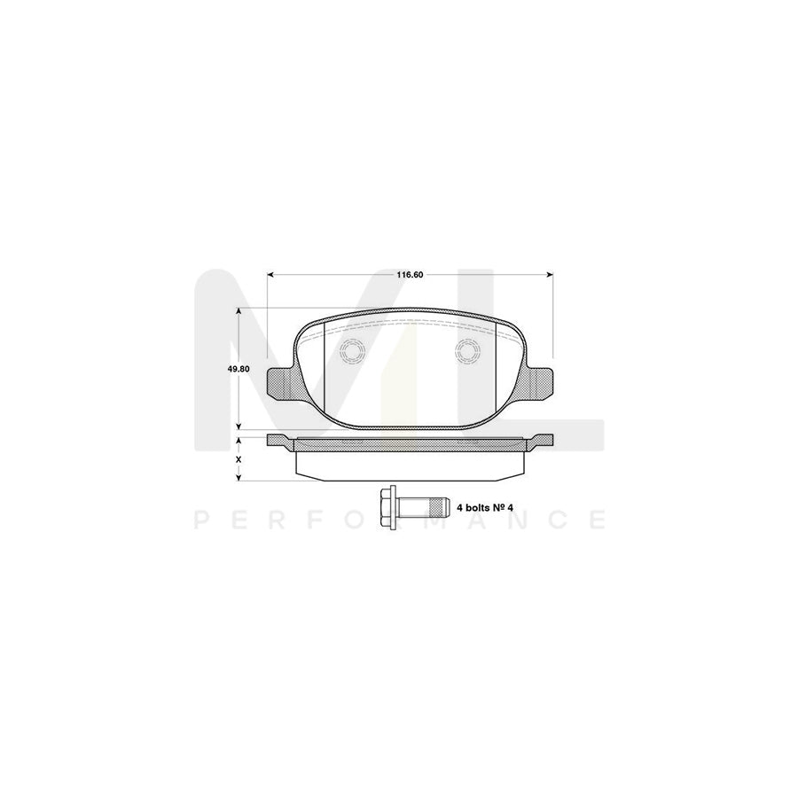 Bosch 0986Tb3122 Brake Pad Set Excl. Wear Warning Contact  | ML Performance Car Parts