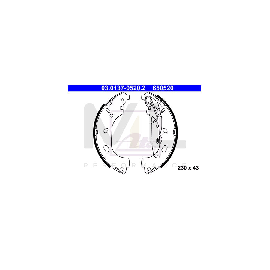 ATE 03.0137-0520.2 Brake Shoe Set with lever