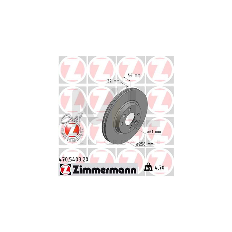 ZIMMERMANN COAT Z 470.5403.20 Brake Disc Internally Vented, Coated  - 1 piece