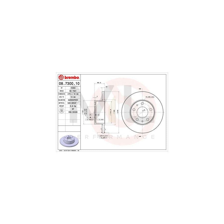 BREMBO 08.7300.10 Brake Disc for IVECO Daily Solid | ML Performance Car Parts