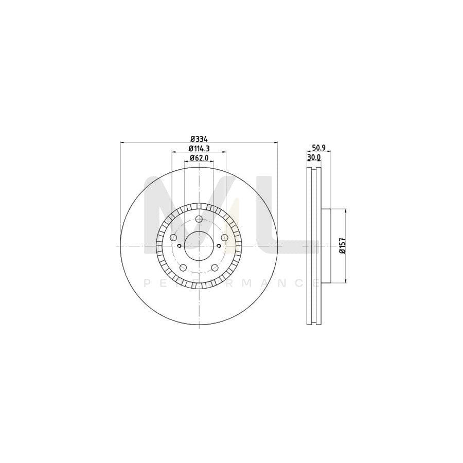 HELLA 8DD 355 112-871 Brake Disc Externally Vented, without wheel hub, without wheel studs