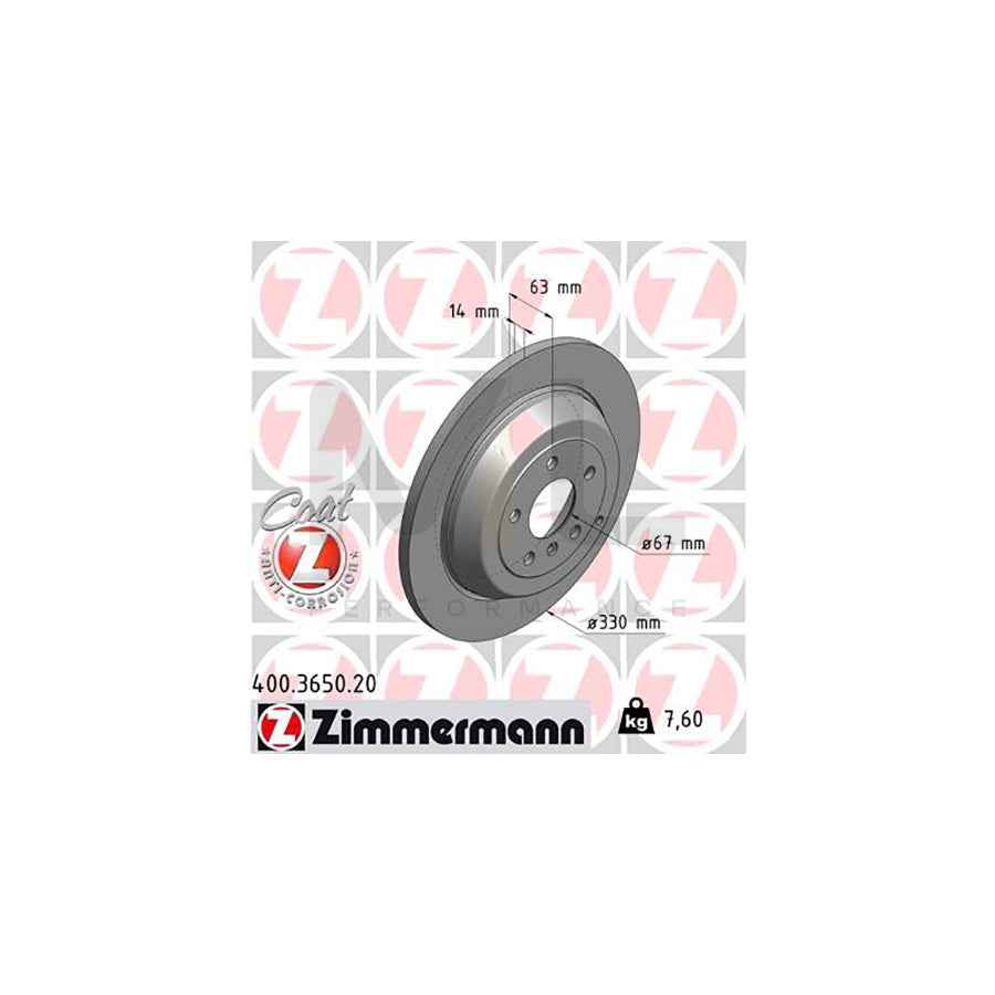 ZIMMERMANN COAT Z 400.3650.20 Brake Disc Solid, Coated  - 1 piece