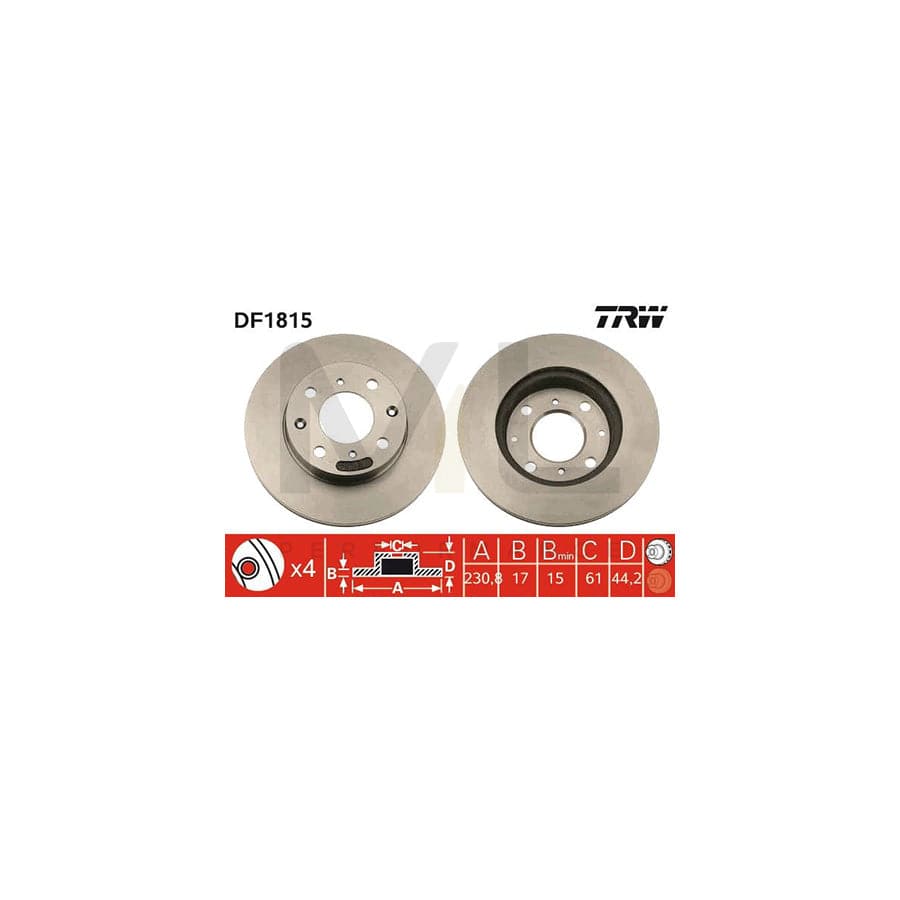 TRW DF1815 Brake Disc Vented, Painted | ML Performance Car Parts