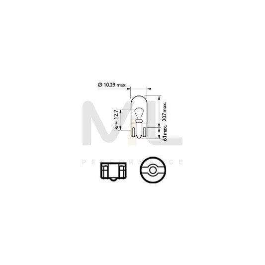 PHILIPS 12961XVPB2 Bulb, indicator 12V 5W, W5W, Wedge Base Lamp, W2,1x9,5d | ML Performance Car Parts