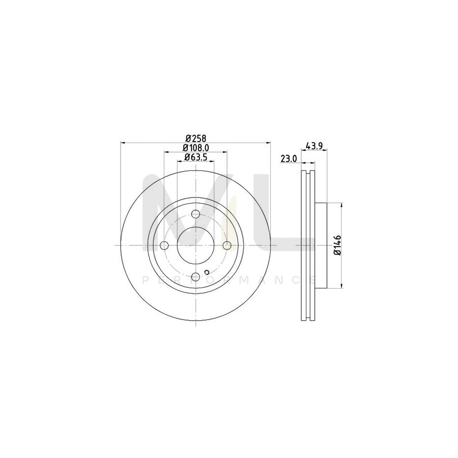 HELLA PRO 8DD 355 115-371 Brake Disc Internally Vented, Coated, without wheel hub, without wheel studs