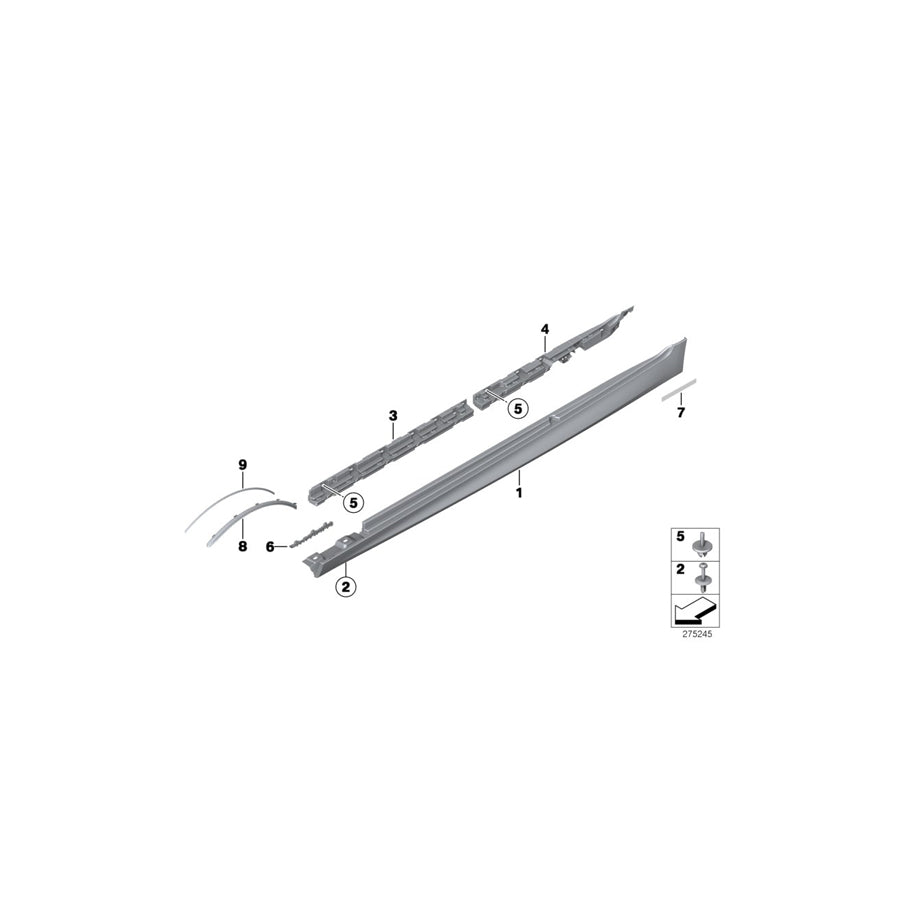 Genuine BMW 51778048686 F10 F11 Door Sill Cover, Primed Right M (Inc. 528iX, 520d & 530i) | ML Performance US