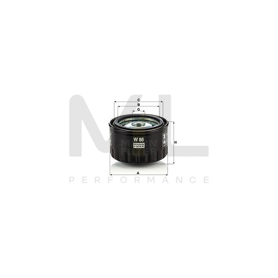 MANN-FILTER W 86 Oil Filter Spin-on Filter