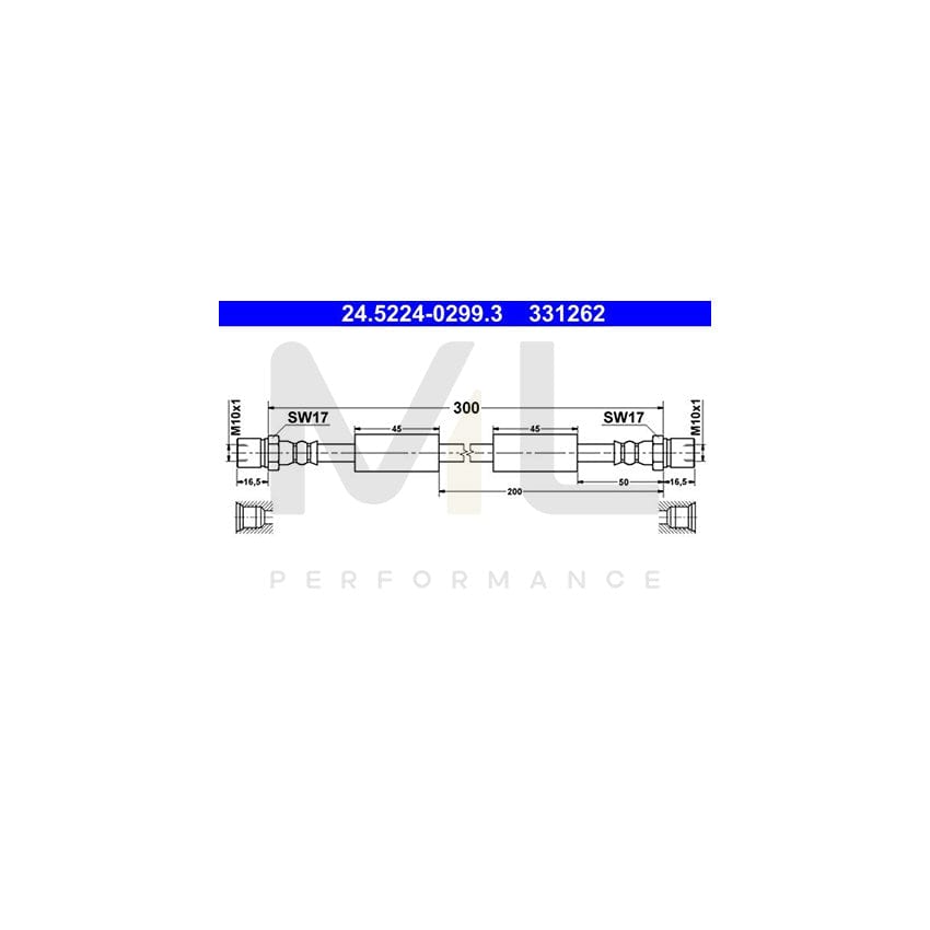 ATE 24.5224-0299.3 Brake Hose for VW LT 300mm