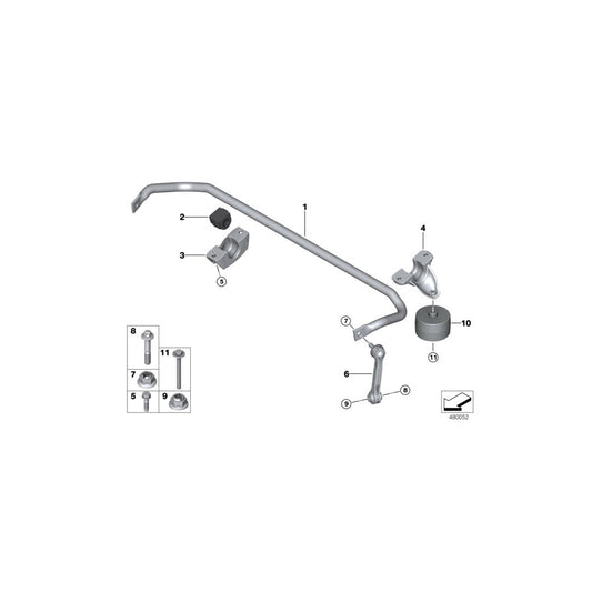 Genuine BMW 33506861459 G11 G12 Stabilizer, Rear Axle (Inc. 745LeX, 540iX & 530d) | ML Performance US