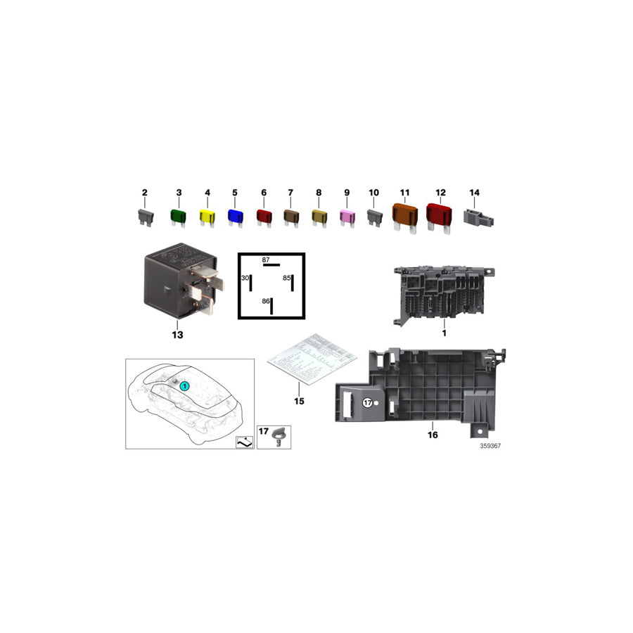 Genuine BMW 71239337415 F48 F45 F46 Map, Fuse Grouping (Inc. X1 18i, 218i & 220d) | ML Performance US