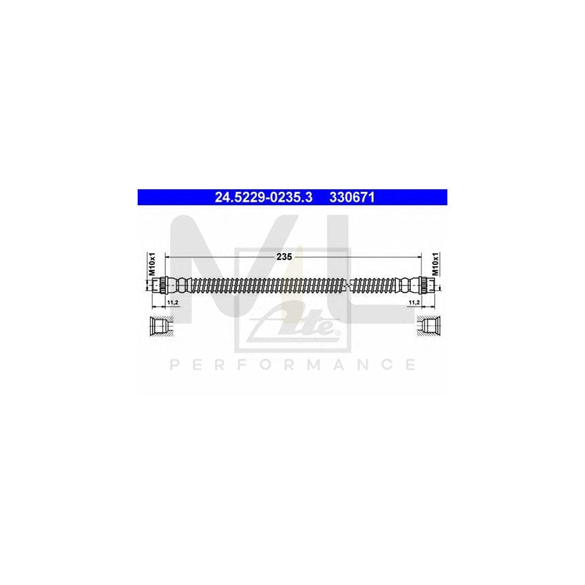 ATE 24.5229-0235.3 Brake Hose for CITROEN C5 235mm