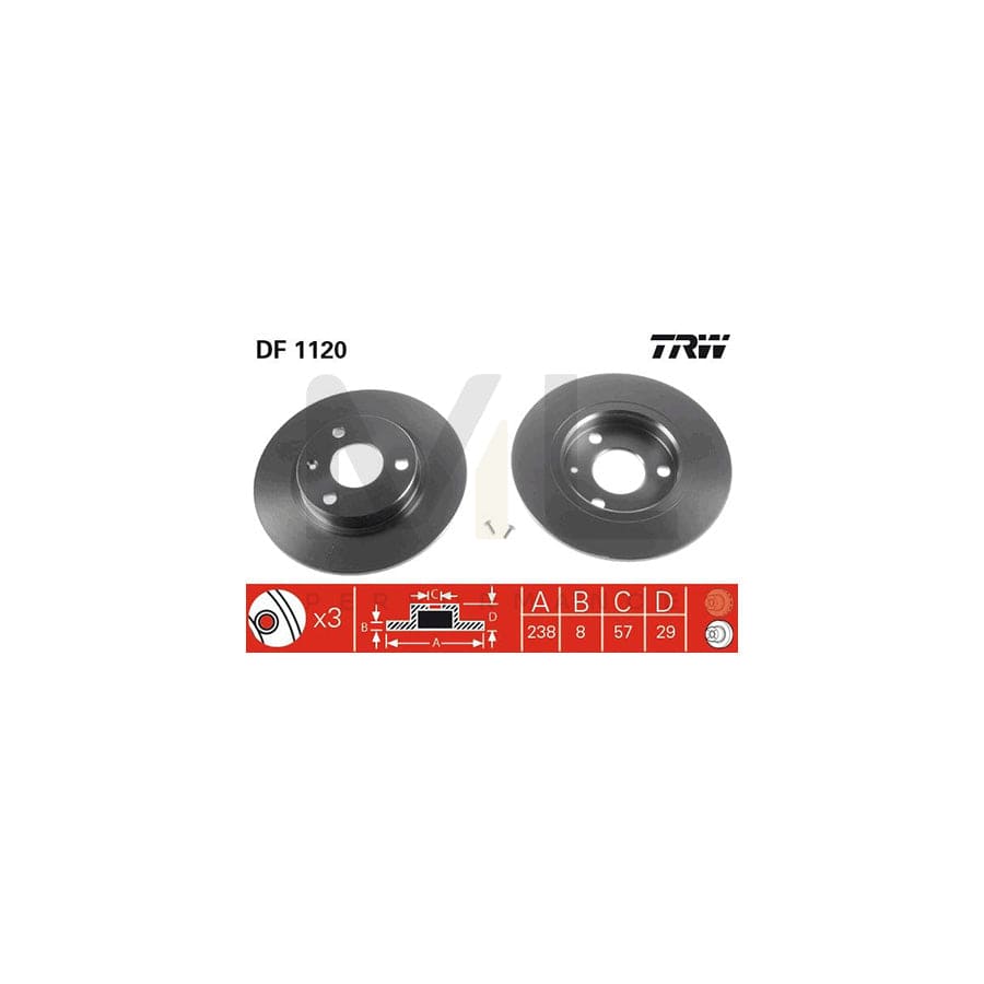 TRW DF1120 Brake Disc Solid, Painted, with bolts/screws | ML Performance Car Parts