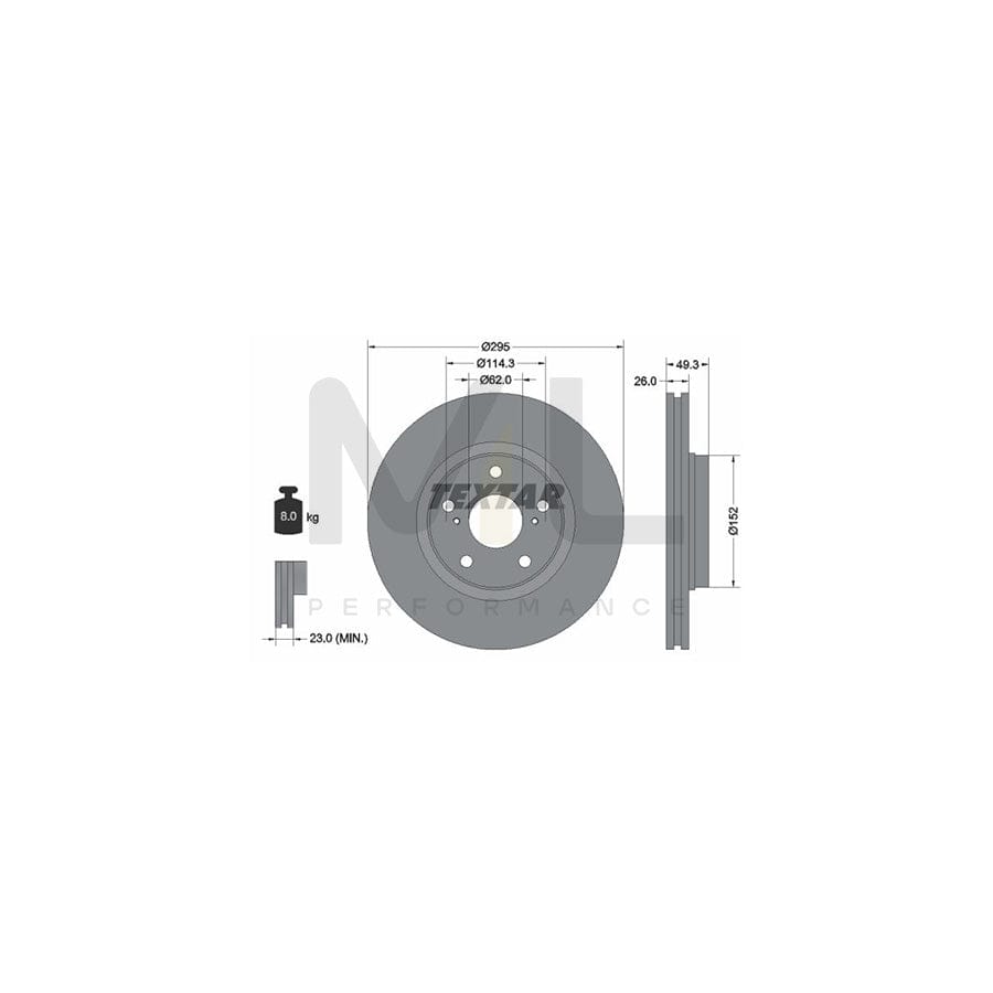 TEXTAR 92163900 Brake Disc Externally Vented, without wheel hub, without wheel studs | ML Performance Car Parts