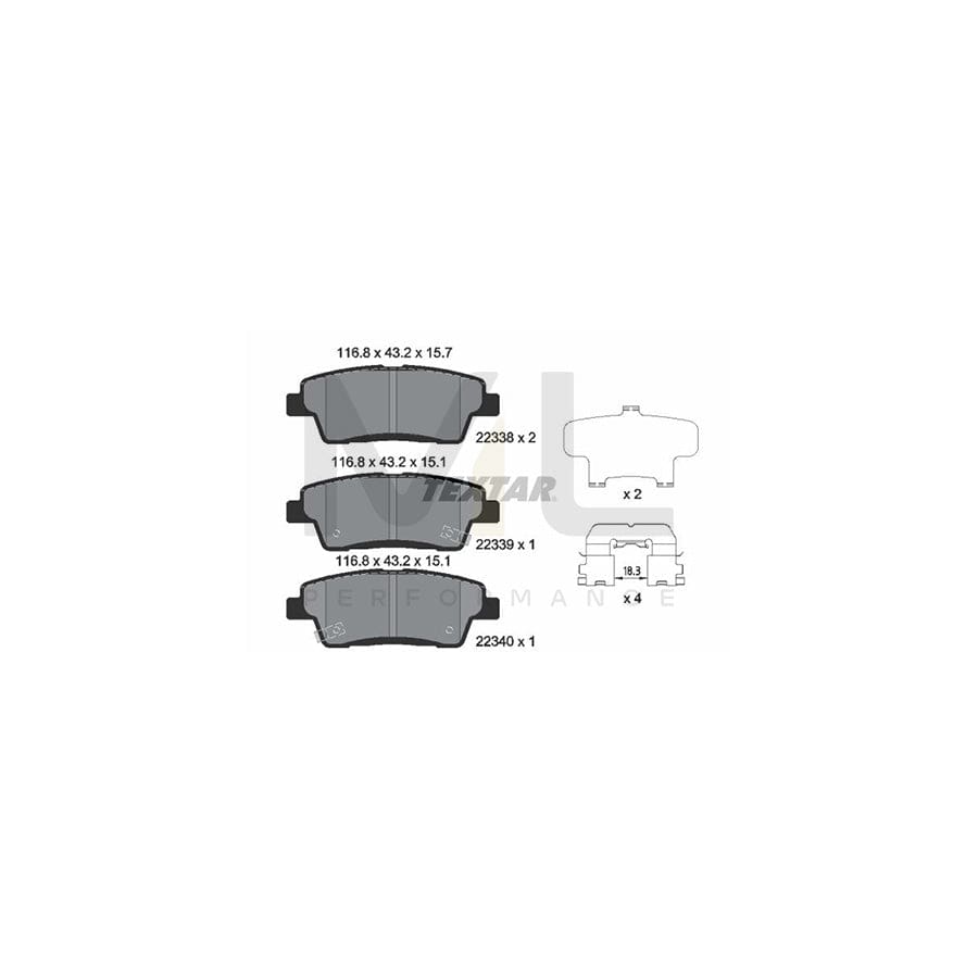TEXTAR 2233801 Brake pad set with acoustic wear warning, with accessories | ML Performance Car Parts