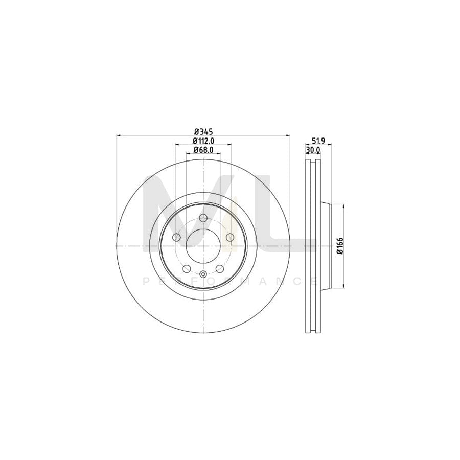 HELLA PRO 8DD 355 117-181 Brake Disc Internally Vented, Coated, without wheel hub, without wheel studs