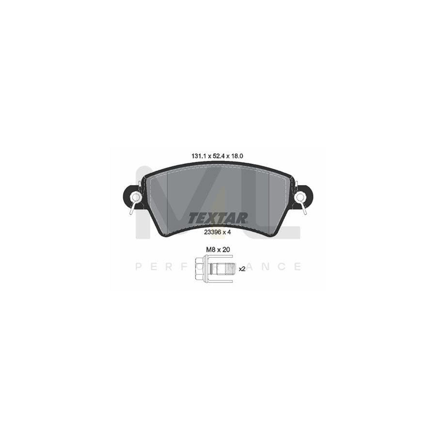 TEXTAR 2339602 Brake pad set not prepared for wear indicator, with brake caliper screws | ML Performance Car Parts