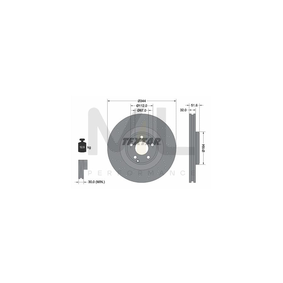 TEXTAR PRO+ 92289905 Brake Disc suitable for MERCEDES-BENZ CLS Internally Vented, Perforated, Coated, High-carbon, without wheel hub, without wheel studs | ML Performance Car Parts