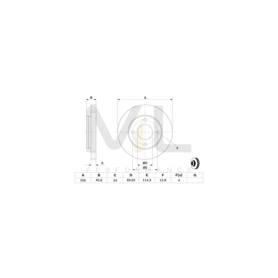 BOSCH 0 986 479 B83 Brake Disc Vented, Coated | ML Performance Car Parts